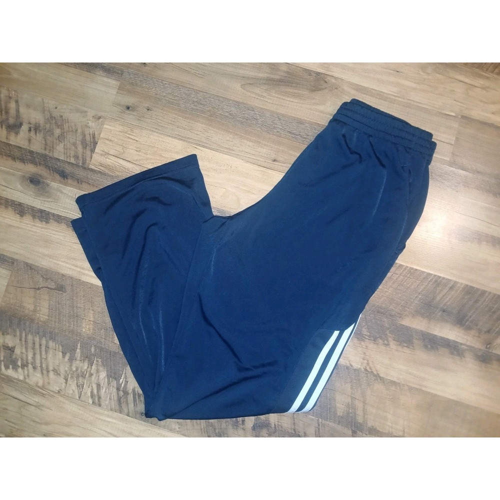 Adidas Mens Medium Navy Blue 3 Stripe Track Pants Vintage Style Athletic
